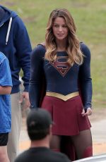 MELISSA BENOIST on the Set of Supergirl in Los Angeles 10/28/2015