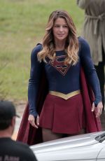 MELISSA BENOIST on the Set of Supergirl in Los Angeles 10/28/2015