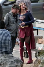 MELISSA BENOIST on the Set of Supergirl in Los Angeles 10/28/2015