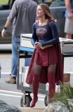 MELISSA BENOIST on the Set of Supergirl in Los Angeles 10/28/2015