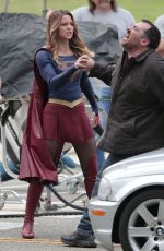 MELISSA BENOIST on the Set of Supergirl in Los Angeles 10/28/2015