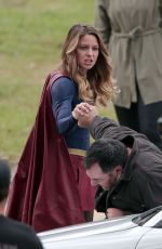MELISSA BENOIST on the Set of Supergirl in Los Angeles 10/28/2015