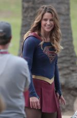 MELISSA BENOIST on the Set of Supergirl in Los Angeles 10/28/2015