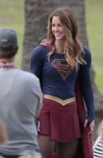 MELISSA BENOIST on the Set of Supergirl in Los Angeles 10/28/2015