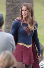 MELISSA BENOIST on the Set of Supergirl in Los Angeles 10/28/2015