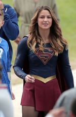 MELISSA BENOIST on the Set of Supergirl in Los Angeles 10/28/2015