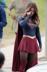 MELISSA BENOIST on the Set of Supergirl in Los Angeles 10/28/2015