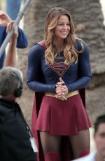 MELISSA BENOIST on the Set of Supergirl in Los Angeles 10/28/2015