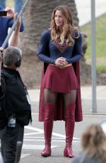 MELISSA BENOIST on the Set of Supergirl in Los Angeles 10/28/2015