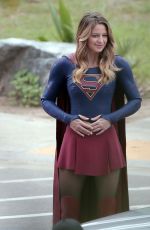 MELISSA BENOIST on the Set of Supergirl in Los Angeles 10/28/2015