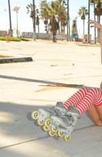 PHOEBE PRICE and ANA BRAGA Rollerblade in Venice Beach 11/20/2015