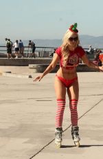 PHOEBE PRICE and ANA BRAGA Rollerblade in Venice Beach 11/20/2015