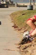 PHOEBE PRICE and ANA BRAGA Rollerblade in Venice Beach 11/20/2015