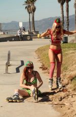 PHOEBE PRICE and ANA BRAGA Rollerblade in Venice Beach 11/20/2015