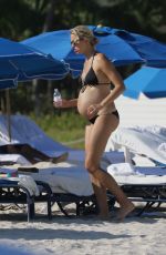 Pregnant KAROLINA KURKOVA in Bikini at a Beach in Miami 11/01/2015