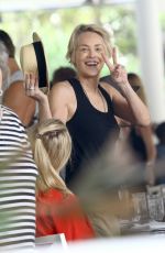 SHARON STONE at Her Hotel with Friends Having Lunch in Miami 11/08/2015