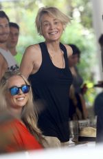SHARON STONE at Her Hotel with Friends Having Lunch in Miami 11/08/2015