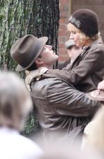 SIENNA MILLER on the Set of Live by Night Movie in Boston 11/23/2015
