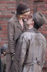 SIENNA MILLER on the Set of Live by Night Movie in Boston 11/23/2015