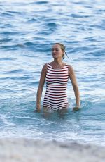 UMA THURMAN at a Beach Bar on Shell Beach 11/16/2015