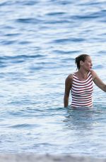 UMA THURMAN at a Beach Bar on Shell Beach 11/16/2015