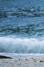 UMA THURMAN at a Beach Bar on Shell Beach 11/16/2015