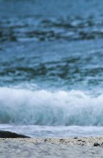 UMA THURMAN at a Beach Bar on Shell Beach 11/16/2015