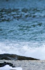 UMA THURMAN at a Beach Bar on Shell Beach 11/16/2015
