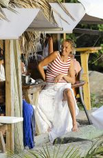 UMA THURMAN at a Beach Bar on Shell Beach 11/16/2015