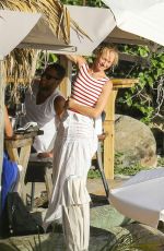 UMA THURMAN at a Beach Bar on Shell Beach 11/16/2015