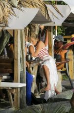 UMA THURMAN at a Beach Bar on Shell Beach 11/16/2015