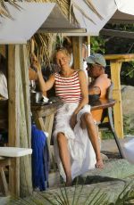 UMA THURMAN at a Beach Bar on Shell Beach 11/16/2015