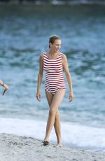 UMA THURMAN at a Beach Bar on Shell Beach 11/16/2015