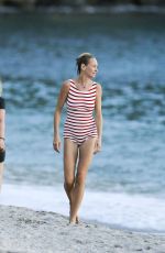 UMA THURMAN at a Beach Bar on Shell Beach 11/16/2015