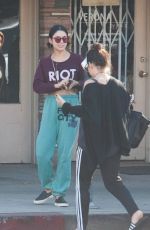 VANESSA and STELLA HUDGENS Leaves Aroma Coffee & Tea in Los Angeles 11/13/2015