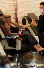 AMBER ROSE at a Nail Salon in Los Angeles 12/29/2015