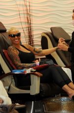AMBER ROSE at a Nail Salon in Los Angeles 12/29/2015