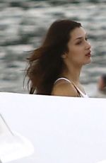 BELLA HADDID Arrives on the DJ Khaled Yacht in Miami 12/28/2015