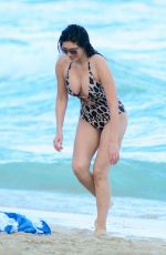 BRITTNY GASTINEAU in Leopard Print Swimsuit at a Beach in Miami 12/29/2015