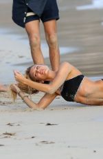 CANDICE SWANEPOEL on the Set of VS Photoshoot at the Beach in St. Barts 12/12/2015