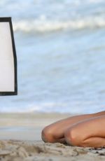 CANDICE SWANEPOEL on the Set of VS Photoshoot at the Beach in St. Barts 12/12/2015