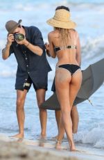 CANDICE SWANEPOEL on the Set of VS Photoshoot at the Beach in St. Barts 12/12/2015