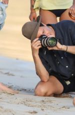 CANDICE SWANEPOEL on the Set of VS Photoshoot at the Beach in St. Barts 12/12/2015