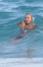 CANDICE SWANEPOEL on the Set of VS Photoshoot at the Beach in St. Barts 12/12/2015