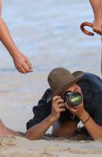 CANDICE SWANEPOEL on the Set of VS Photoshoot at the Beach in St. Barts 12/12/2015