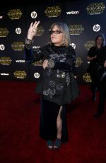CARRIE FISHER at Star Wars: Episode VII - The Force Awakens Premiere in Hollywood 12/14/2015