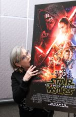 CARRIE FISHER at Star Wars: The Force Awakens Press Conference in Los Angeles 12/04/2015