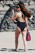 CASEY BATCHELOR in Blac Swimsuit at a Beach in Tennerife  12/02/2015