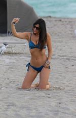 CLAUDIA ROMANI in Blue Bikini at a Beach in Miami 11/30/2015