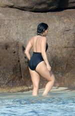 DEMI LOVATO in Swimsuit in St. Barts 12/16/2015